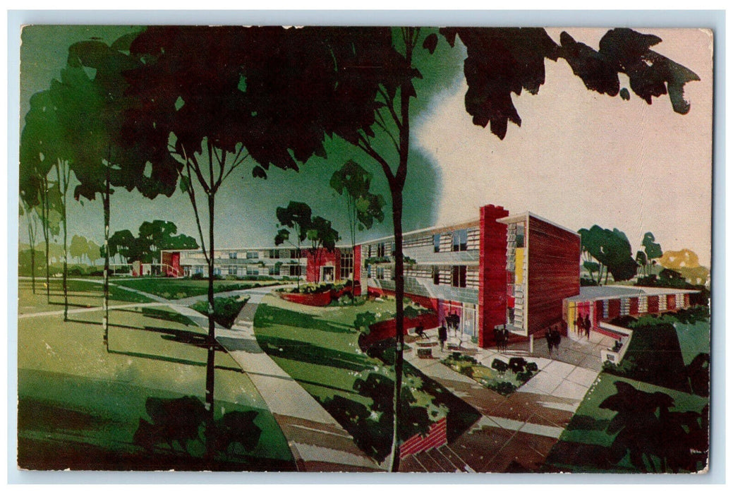 c1950's Architects Delineation: Boys Dorm New Principia School Campus Postcard
