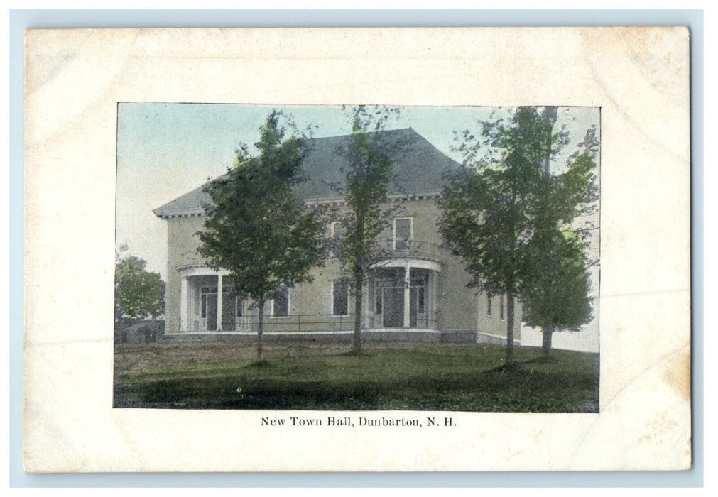 c1910's New Town Hall Building Durbanton New Hampshire NH Antique Postcard