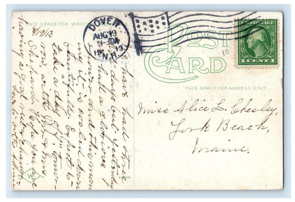 1913 View On The Cocheco River Dover New Hampshire NH Posted Antique Postcard