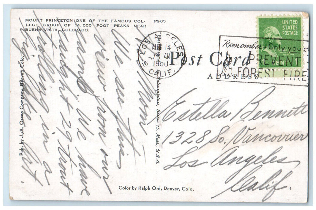 1950 Mount Princeton, Foot Peaks, Near Buena Vista Colorado CO Postcard