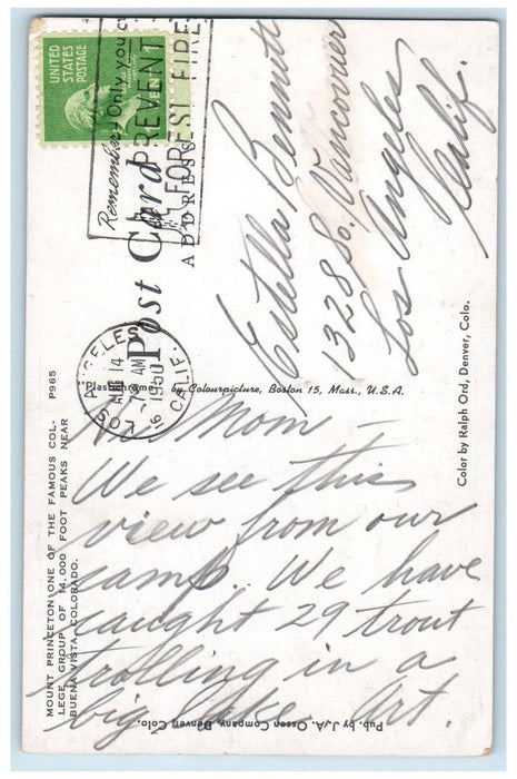 1950 Mount Princeton, Foot Peaks, Near Buena Vista Colorado CO Postcard
