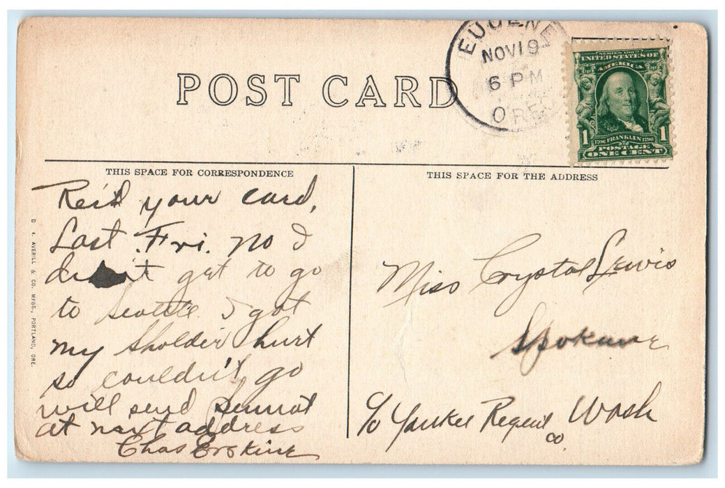 c1910 Celilo Falls Columbia River Eugene Oregon OR Posted Waterfall Postcard