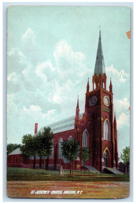 c1910 St. Joseph's Church Malone New York NY The Rotograph Co. Postcard