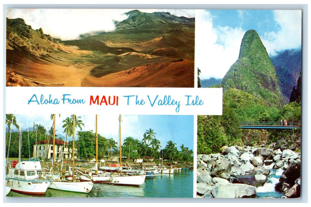 1969 Multiview, Aloha From Mauwi The Valley Isle, Lahaina Hawaii HI Postcard