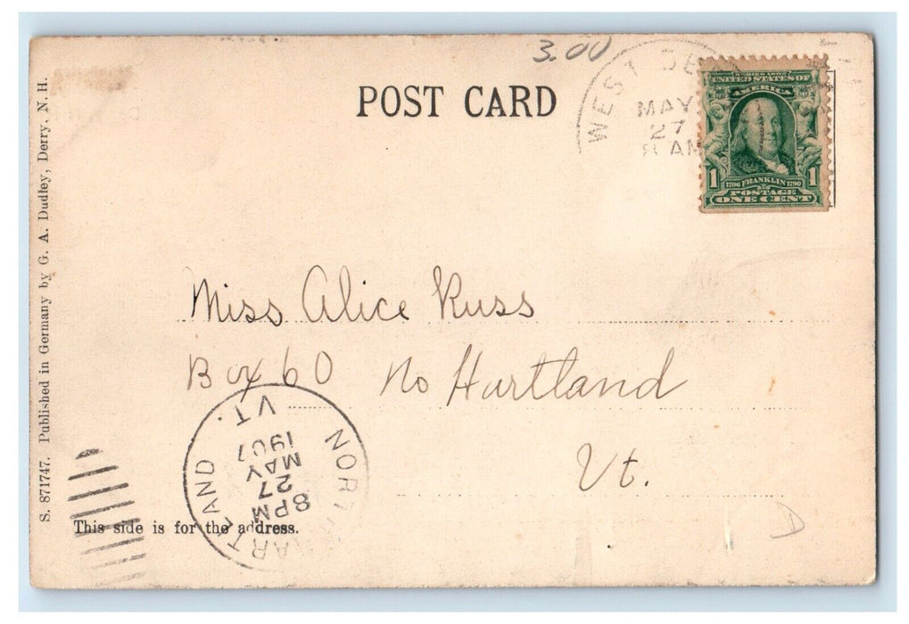 1907 Pinkerton Academy Building Derry New Hampshire NH Posted Antique Postcard