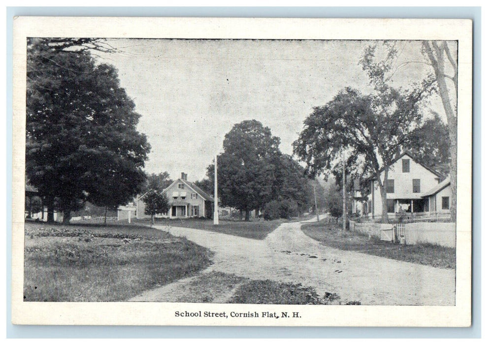 c1910's School Street View Dirt Road Cornish Flat New Hampshire NH Postcard