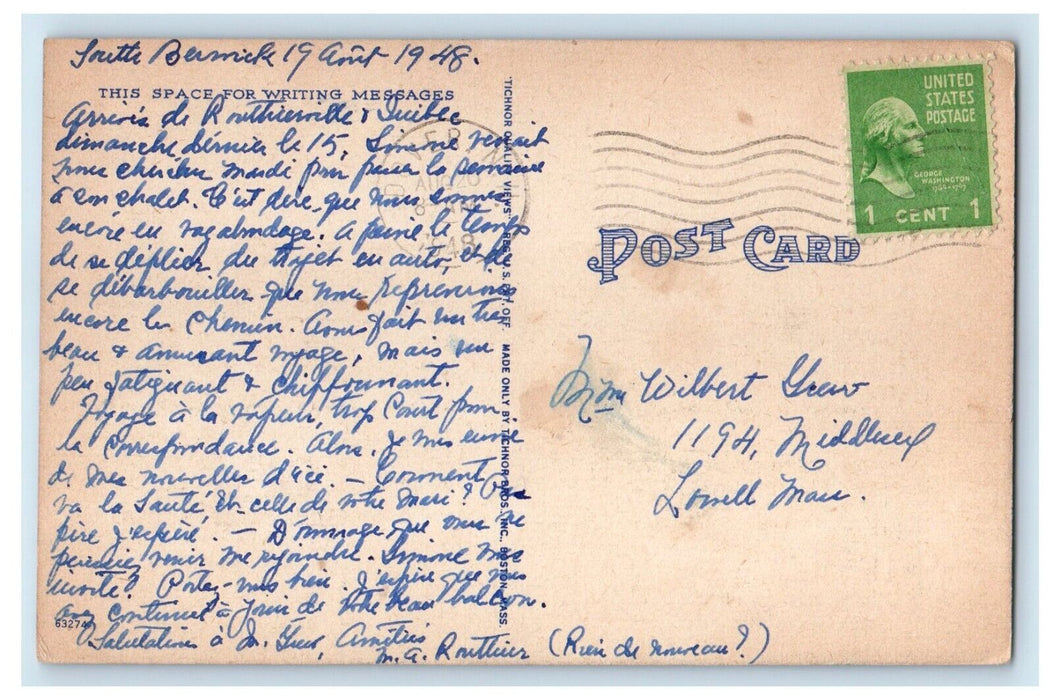 1948 Bird's Eye View Dover New Hampshire NH Posted Vintage Postcard