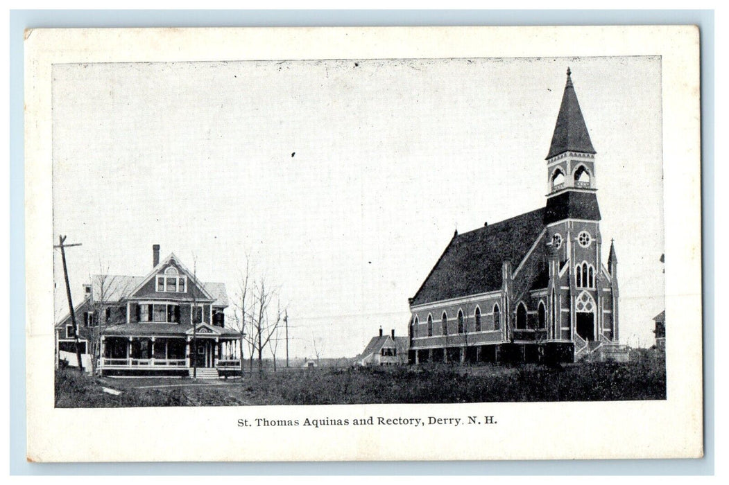 c1910's St. Thomas Aquinas And Rectory Derry New Hampshire NH Antique Postcard