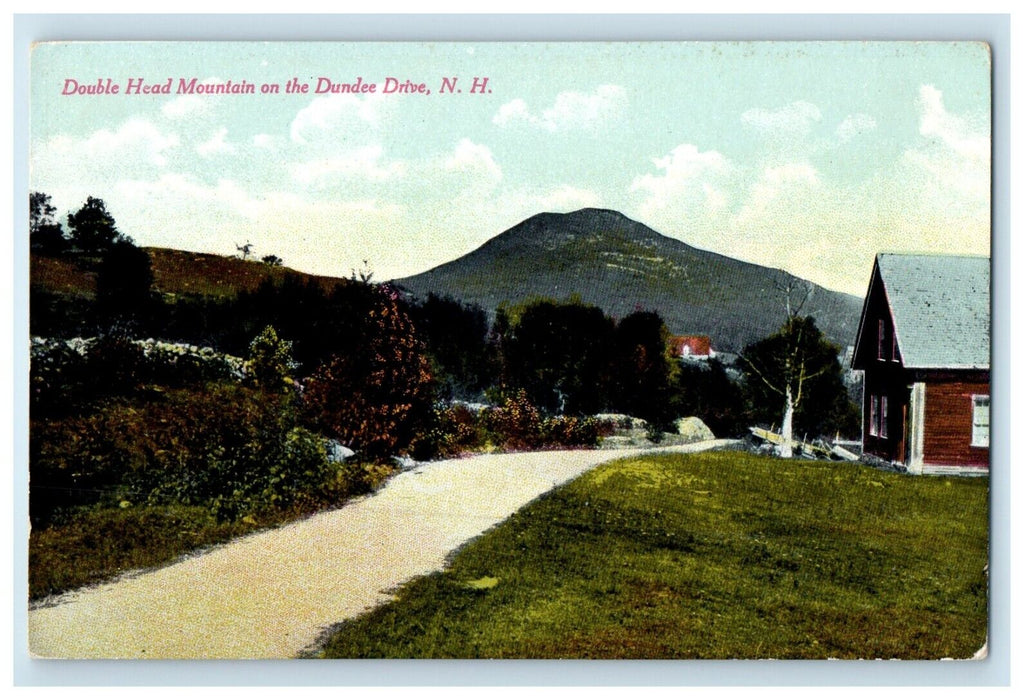 c1910's Double Head Mountain On Dundee Drive New Hampshire NH Antique Postcard