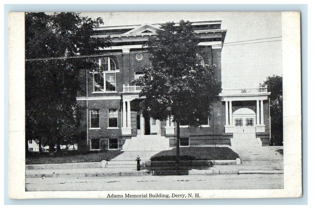 c1910's Adams Memorial Building Street View Derry New Hampshire NH Postcard