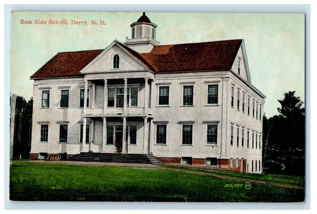 c1910's East Side School Building Campus Derry New Hampshire NH Antique Postcard
