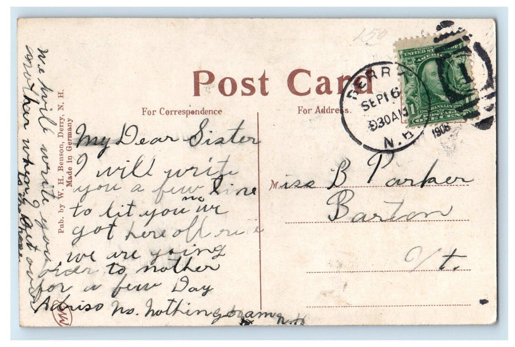 1908 Broadway Trolley Railroad Derry New Hampshire NH Posted Antique Postcard