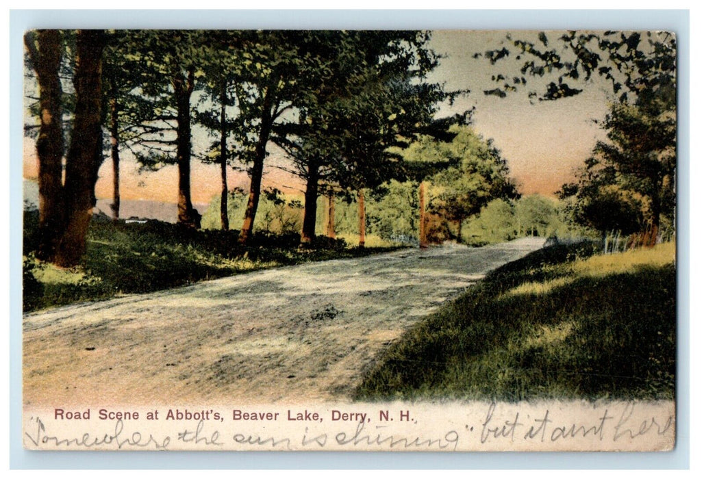 c1905 Road Scene At Abbott's Beaver Lake Derry New Hampshire NH Postcard