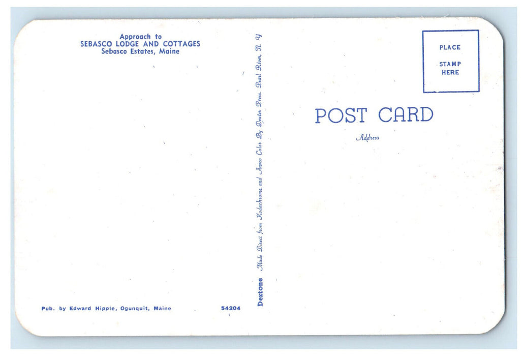 c1950's Approach to Sebasco Lodge and Cottages Sebasco Estates Maine ME Postcard