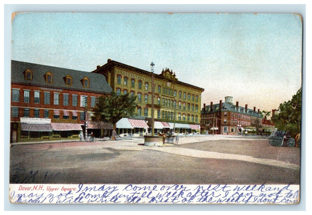 1907 Upper Square Horse And Wagon Dover New Hampshire NH Posted Antique Postcard