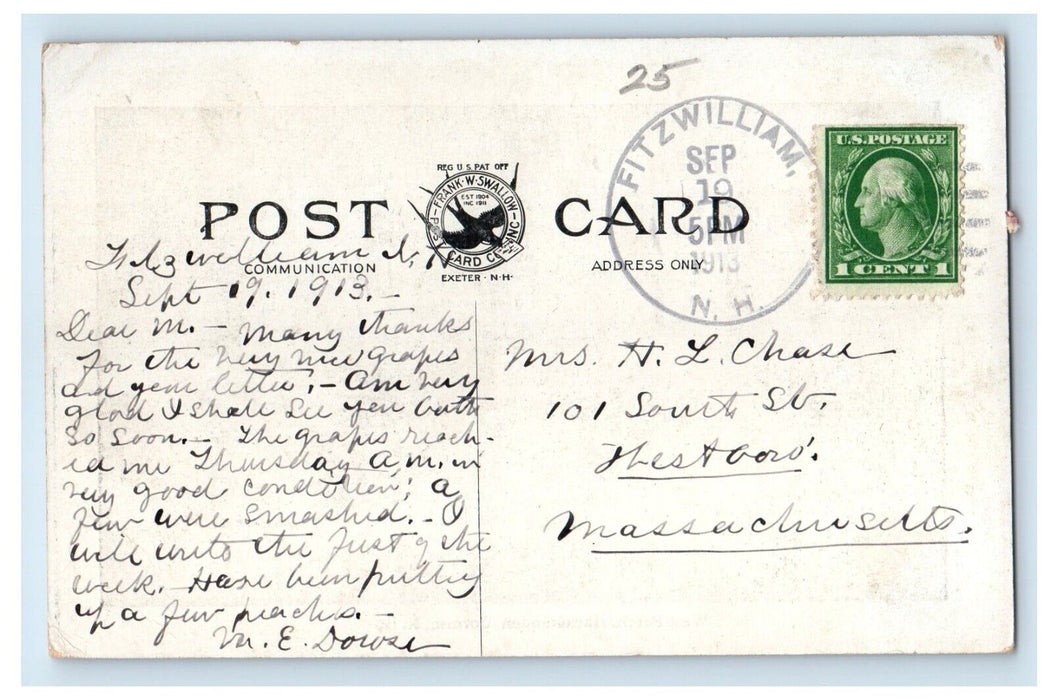 1913 West Porch Harlakenden Cornish Fitzwilliam New Hampshire NH Posted Postcard