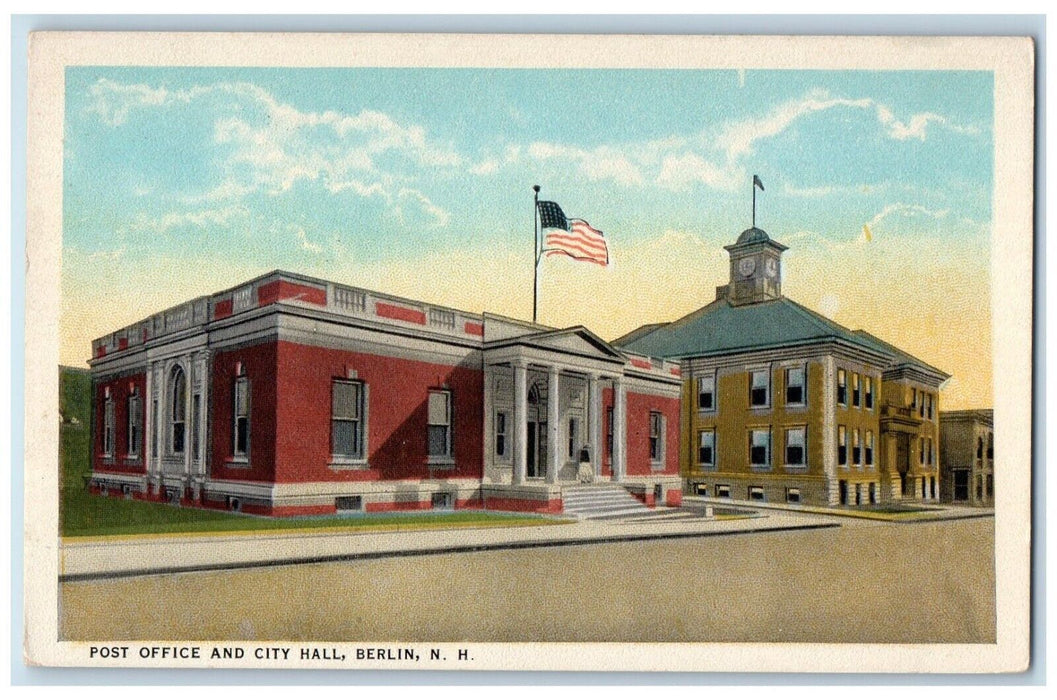 c1910s Post Office & City Hall Building Berlin New Hampshire NH Vintage Postcard