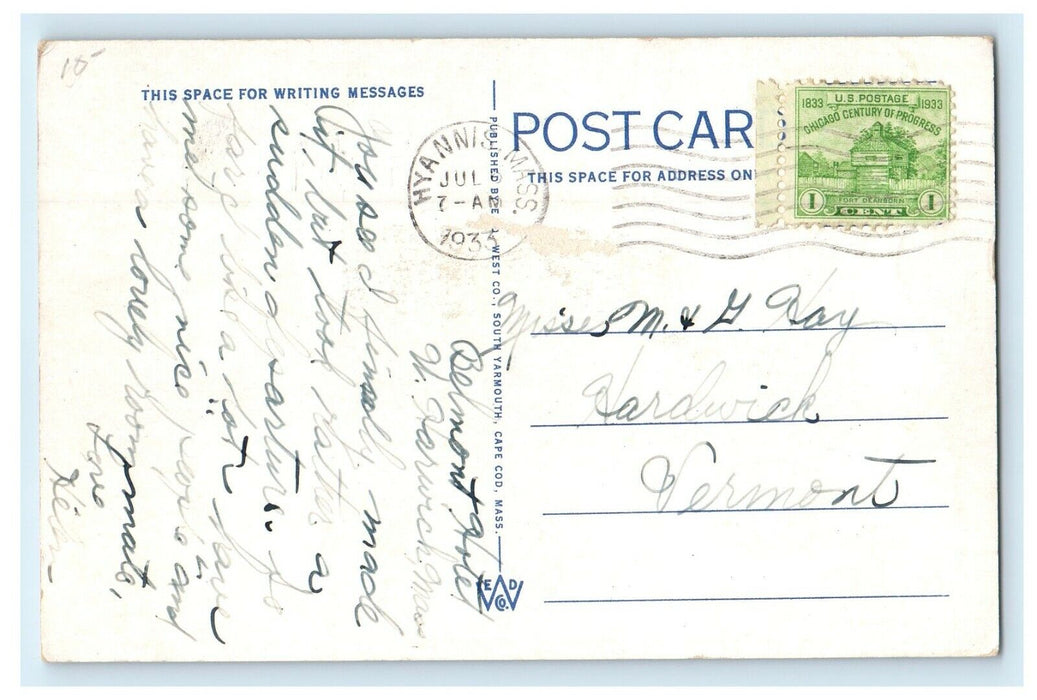 c1933 The Belmont, West Harwich, Cape Cod Massachusetts MA Vintage Postcard