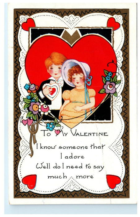 1927 Valentine Boy Girl Hearts Whitney New Freedom PA Posted Antique Postcard