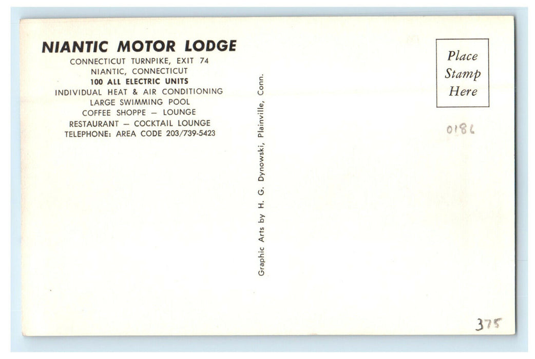 c1940s Niantic Motor Lodge, Connecticut Turnpike Niantic Connecticut CT Postcard