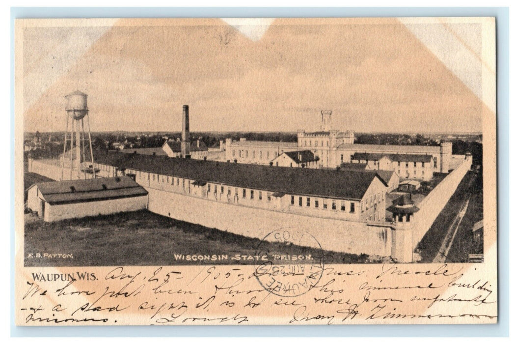 1905 Wisconsin State Prison Waupun WI Posted Antique Postcard