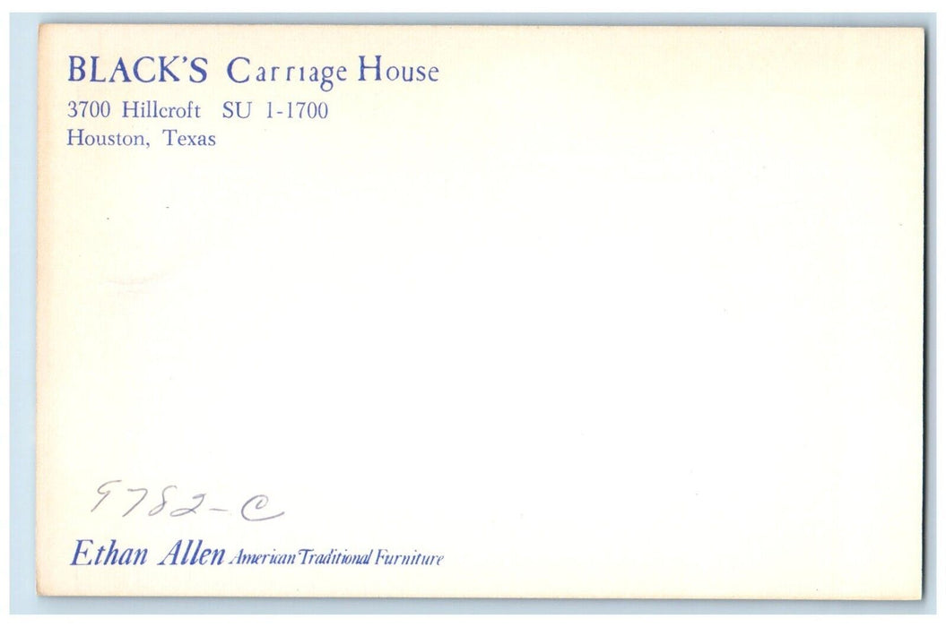 Black's Carriage House At Night View Houston Texas TX Unposted Vintage Postcard