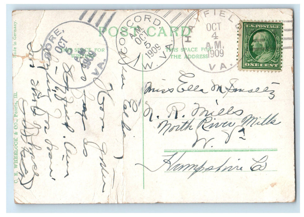 1909 Public School Building, Winchester VA Hayfield VA Concord WV Postcard