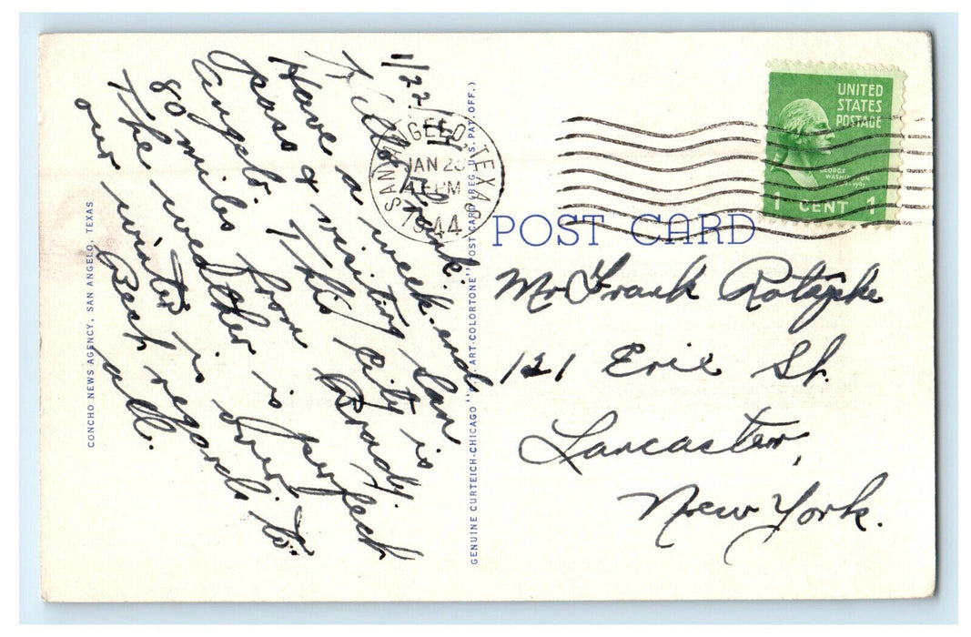 1944 Chadbourne Street Bridge and Sky Line, San Angelo Texas TX Postcard