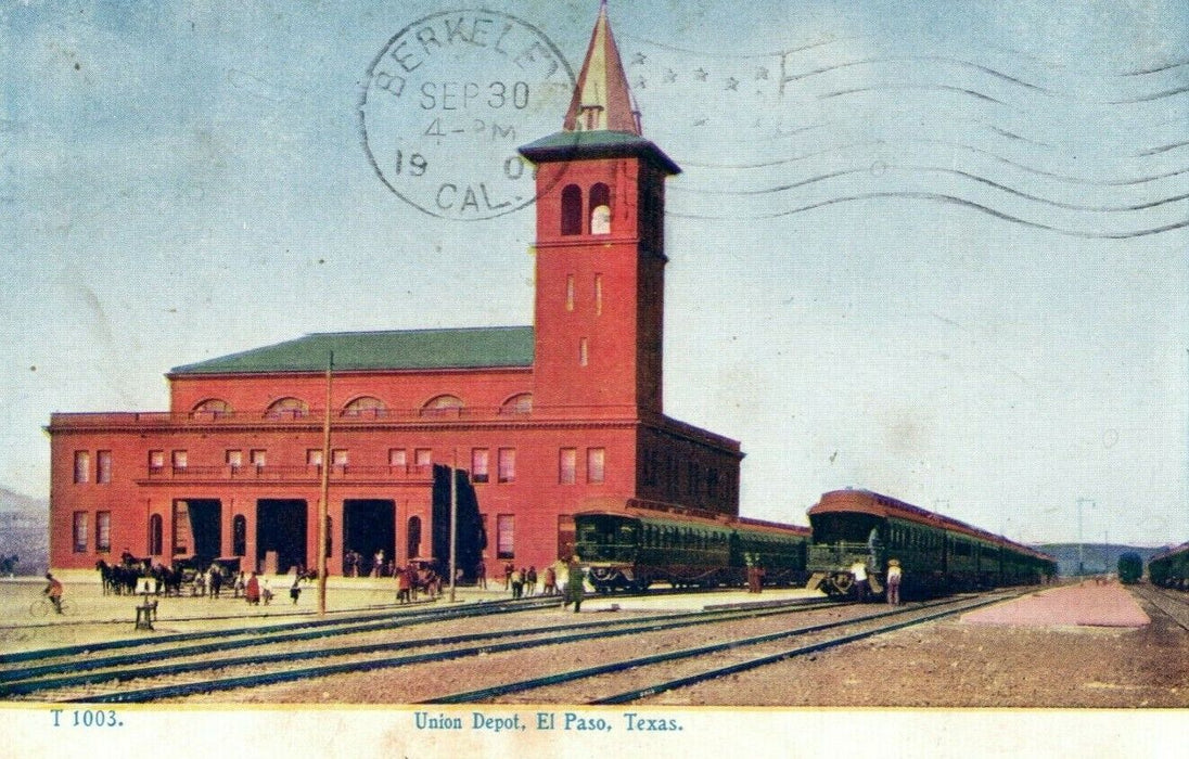 1907 Union Depot El Paso Texas TX RPO Houston Posted Vintage Postcard