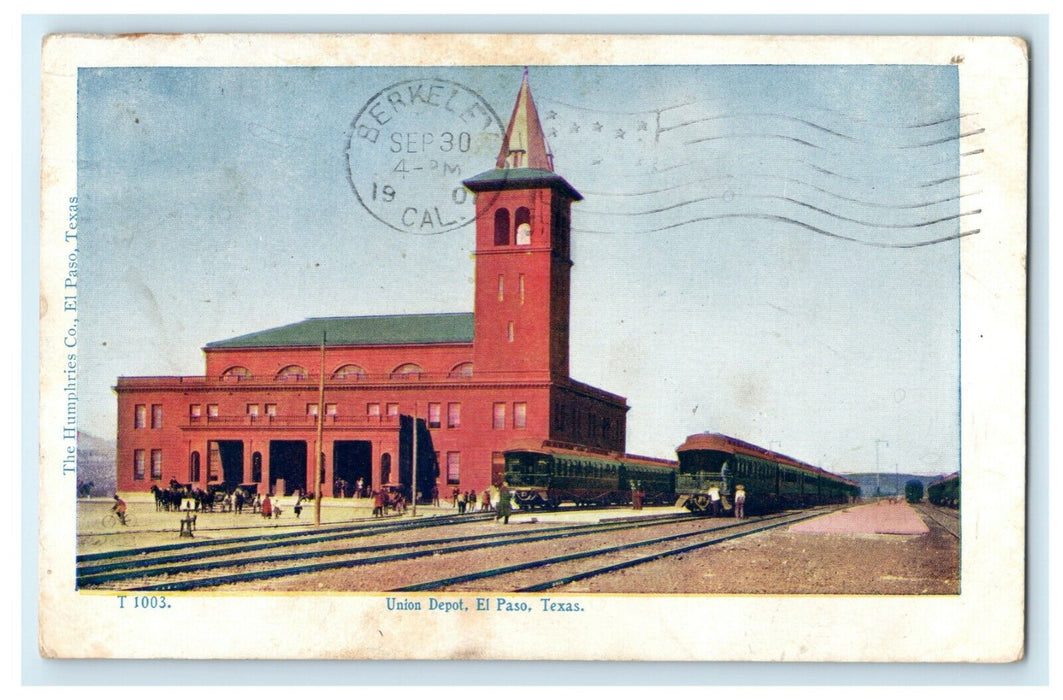1907 Union Depot El Paso Texas TX RPO Houston Posted Vintage Postcard