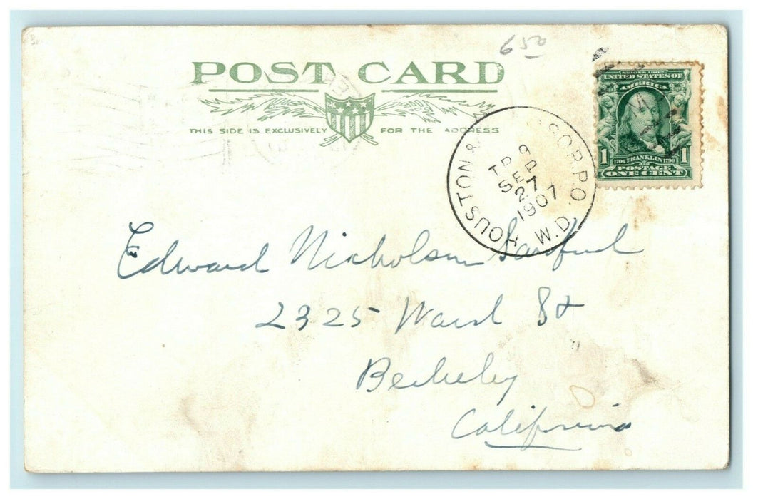 1907 Union Depot El Paso Texas TX RPO Houston Posted Vintage Postcard
