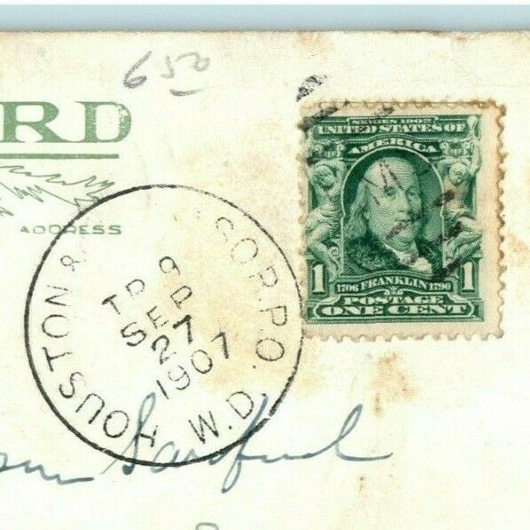 1907 Union Depot El Paso Texas TX RPO Houston Posted Vintage Postcard