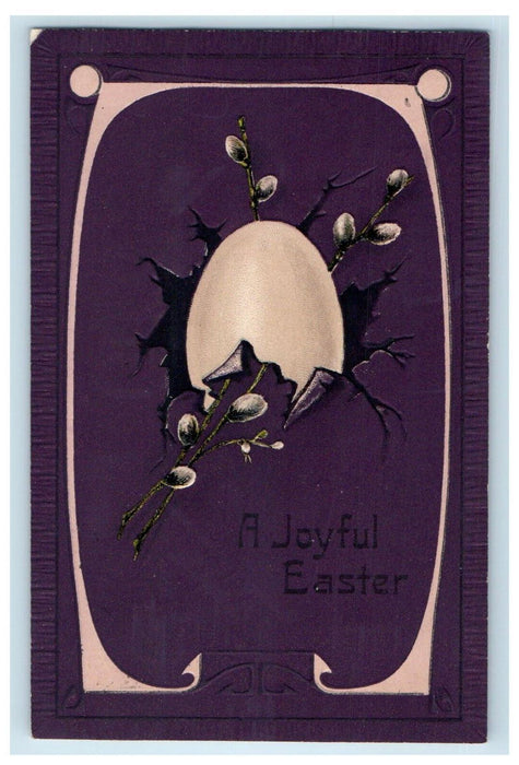 c1910's Easter Joy Hatched Egg Art Nouveau Embossed Posted Antique Postcard