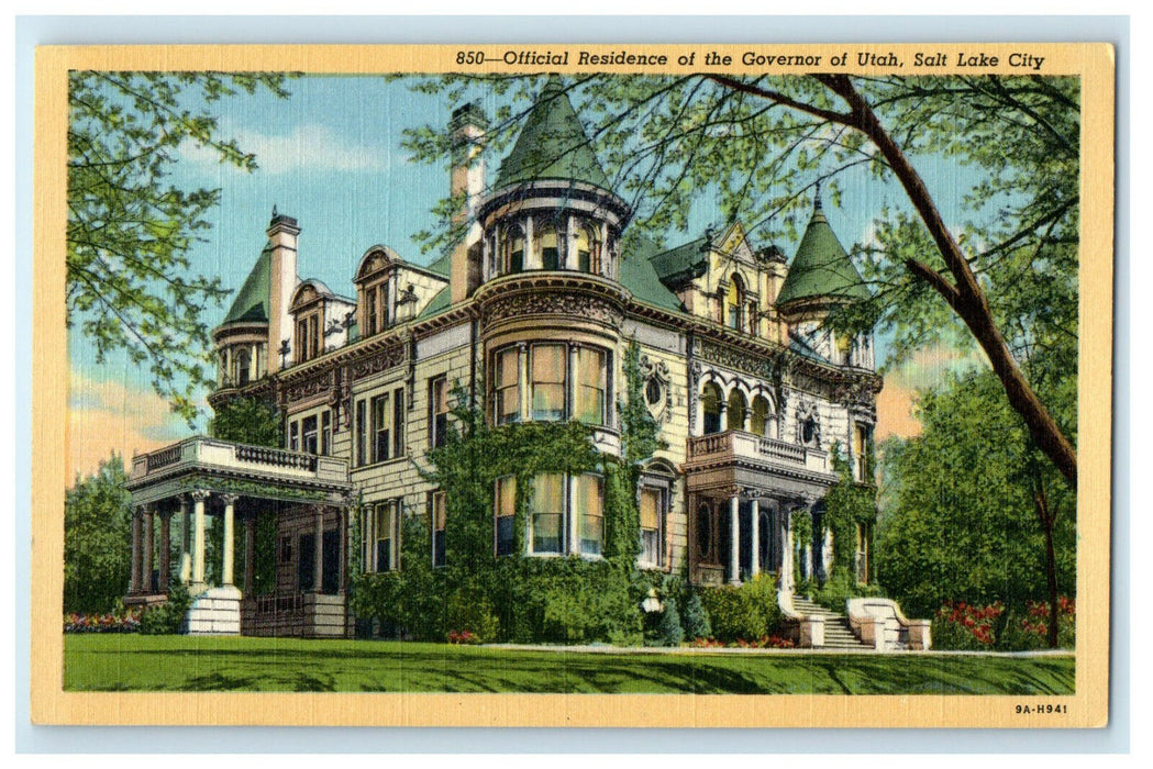 c1940s Official Residence of the Governor of Utah UT, Salt Lake City, Postcard