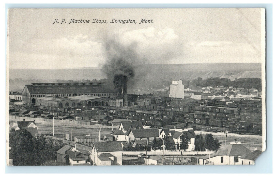 c1910 N.P. Machine Shops Livingston Montana MT Unposted Antique Postcard