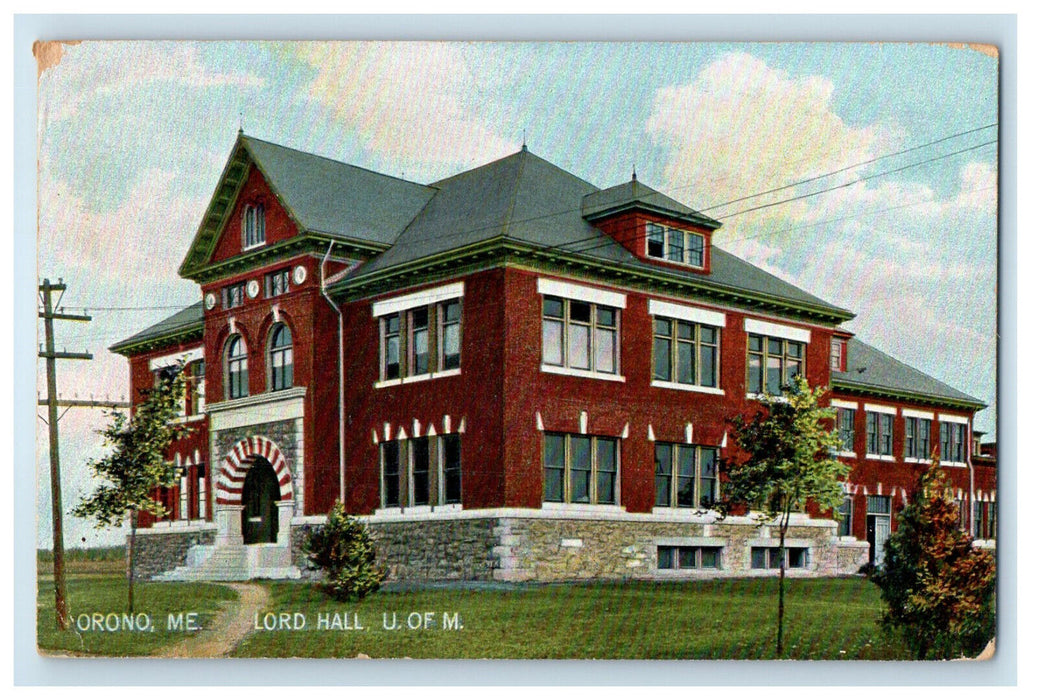 c1910 Entrance of Lord Hall University of Maine Orono Maine ME Postcard