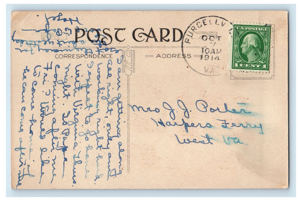 1914 Two Dutch Couple, Swift and Far Railway Co Ticket Purcellville VA Postcard