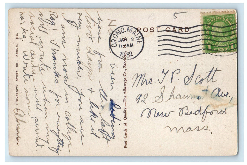 1932 Balentine Hall Girls Dormitory University of Maine Orono ME Postcard