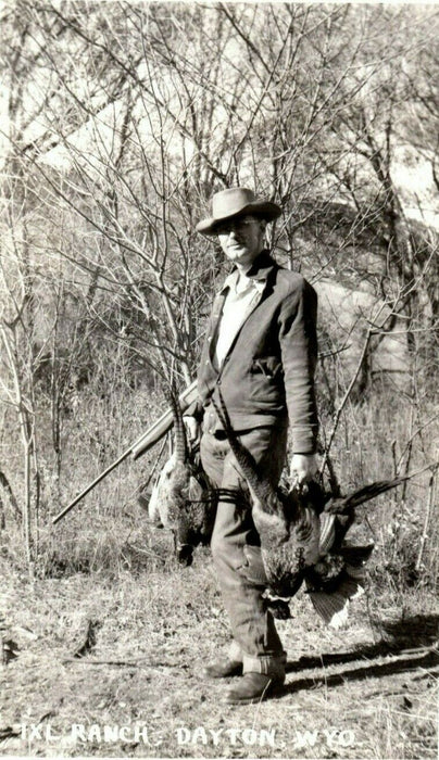 c1940's Hunting Pheasants IXL Ranch Dayton Wyoming WY RPPC Photo Postcard