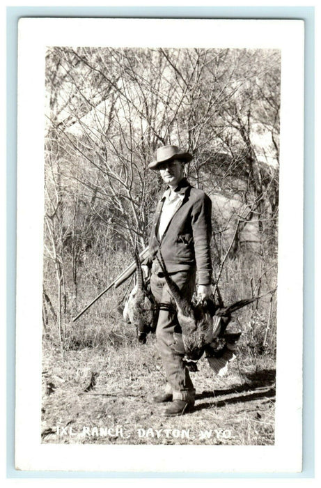 c1940's Hunting Pheasants IXL Ranch Dayton Wyoming WY RPPC Photo Postcard