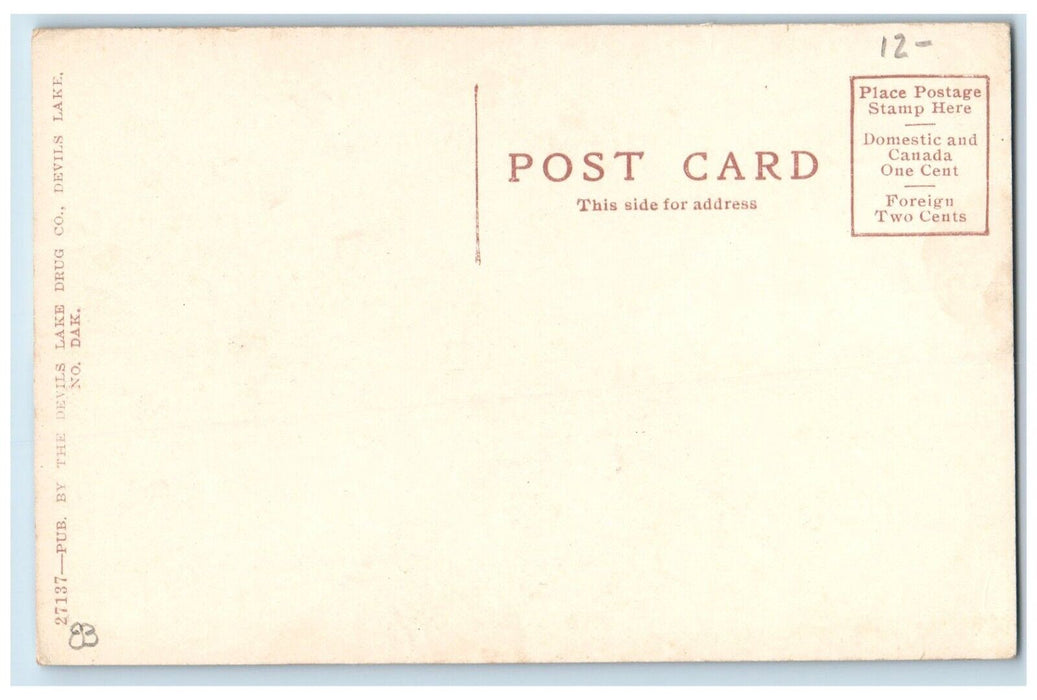 c1910's G.N. Depot And G.N Hote Devils Lake North Dakota ND Antique Postcard