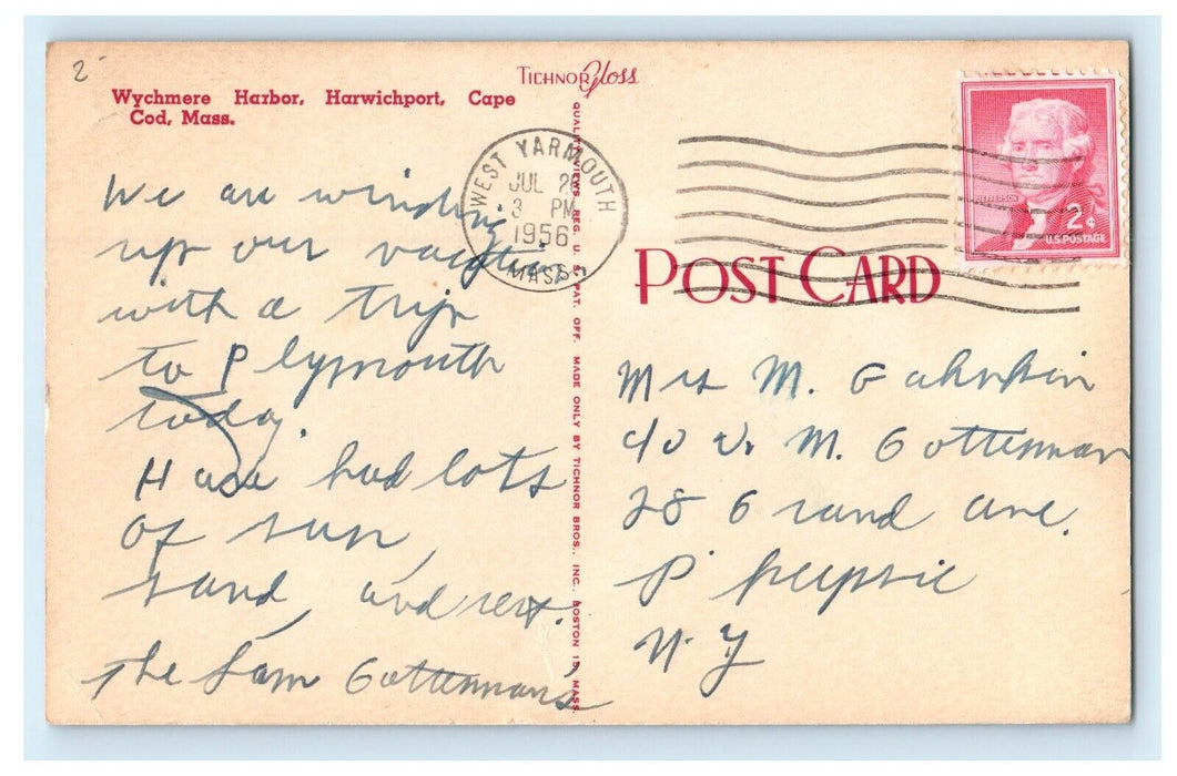 c1956 Boats at Wychmere Harbor, Harwichport, Massachusetts MA Antique Postcard