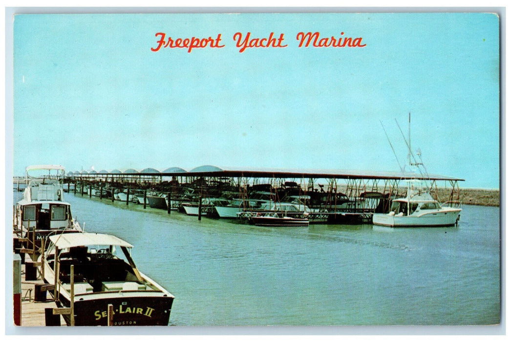 c1950's Yacht Boats on Storage Freeport Yacht Marina Inc Freeport TX Postcard
