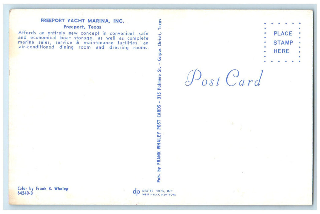 c1950's Yacht Boats on Storage Freeport Yacht Marina Inc Freeport TX Postcard