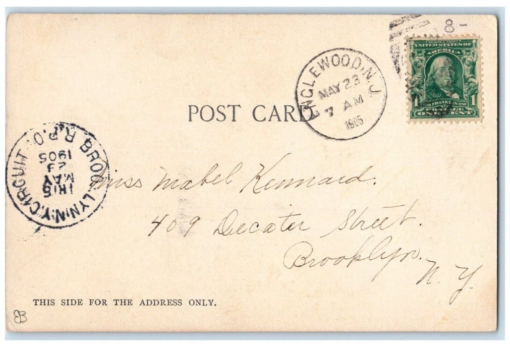 1905 Railroad Station Depot And Park Englewood New Jersey NJ Antique Postcard
