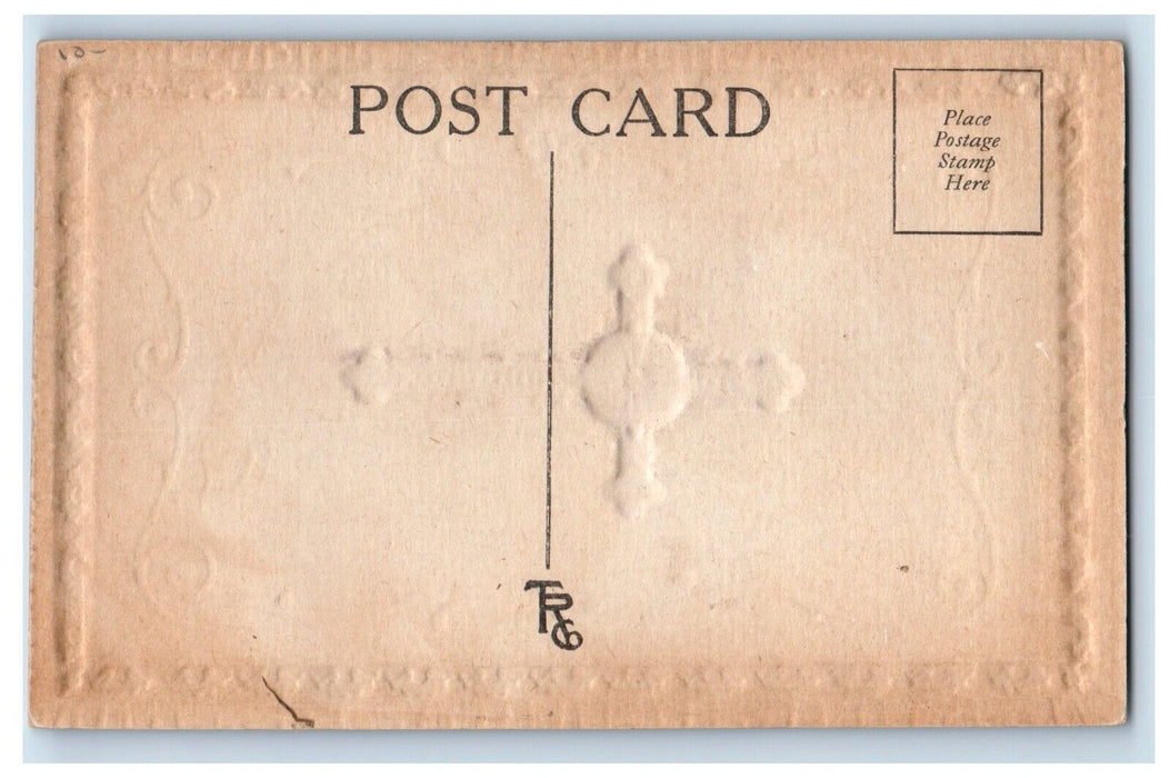c1910's Easter Peaceful Purple Egg Cross Embossed Unposted Antique Postcard
