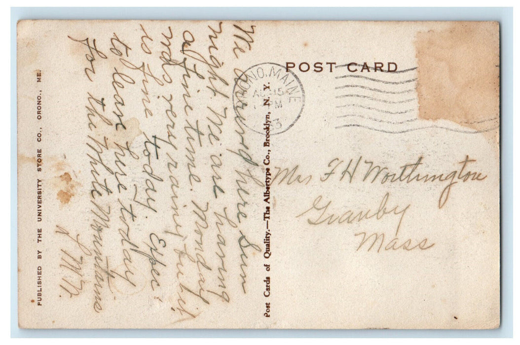 1953 Hannibal Hamlin Hall Boys Dormitory University of Maine Orono ME Postcard
