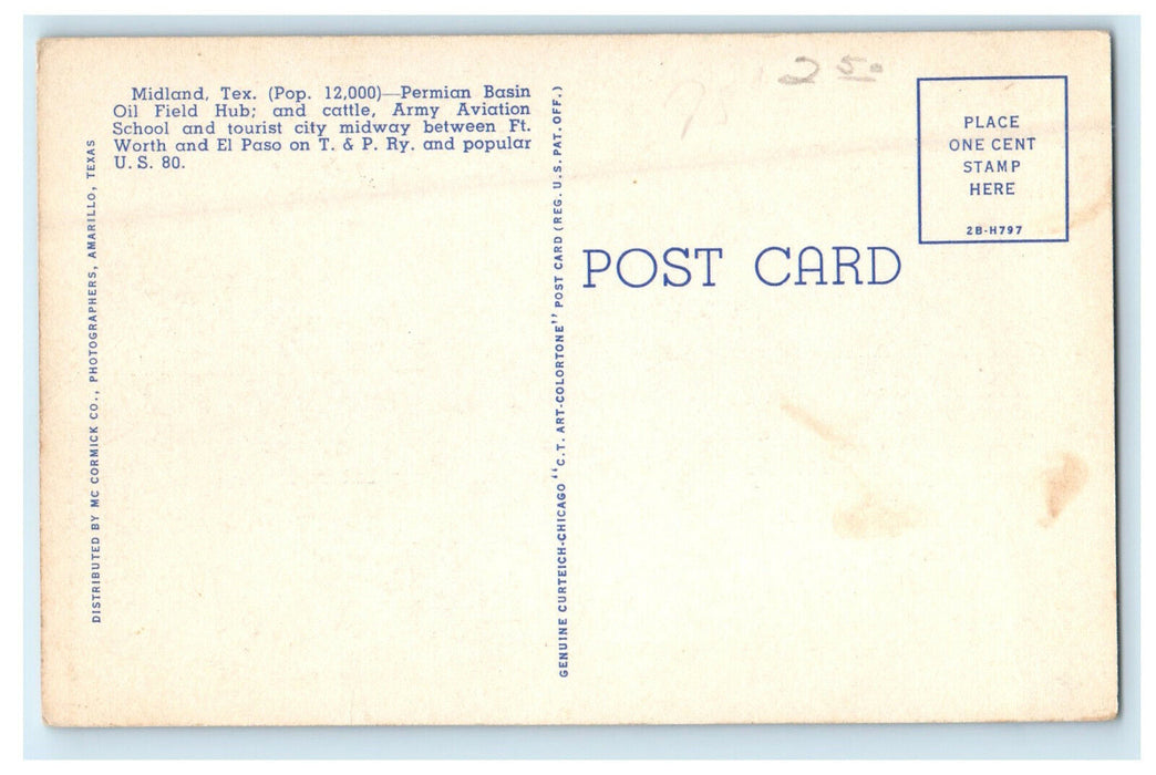 c1940s Multiview of Buildings, Midland, Texas TX Unposted Vintage Postcard