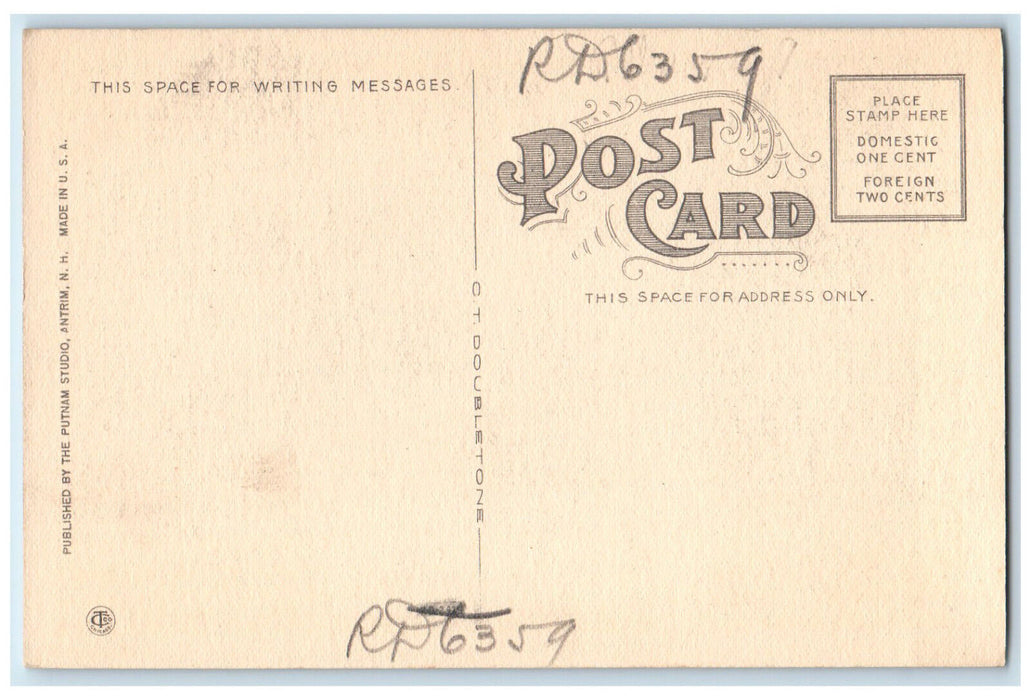 c1950's Rocking Chair, Living Room Greystone Lodge Antrim NH Postcard