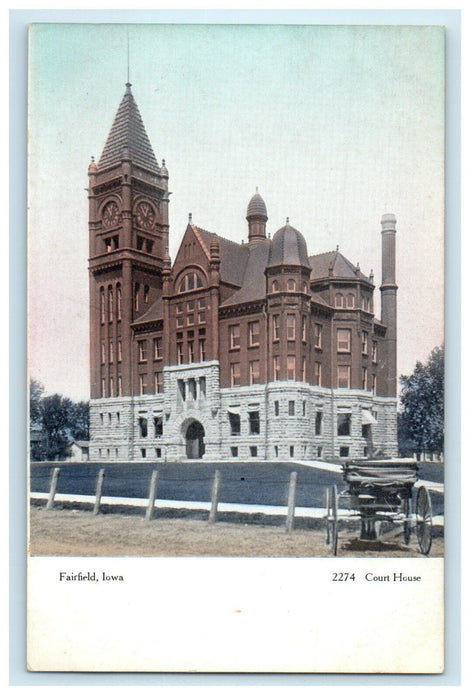 c1910s Court House, Fairfield Iowa IA Antique Unposted Postcard